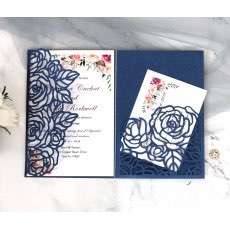 Pocket Invitation Laser Cut Rose Invitation Card Simple Style Business Invitation Card